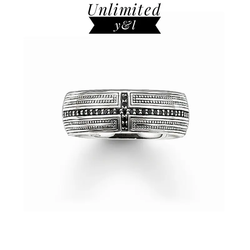 Крест кольца панк стиль черный фианит серебро модные ювелирные изделия