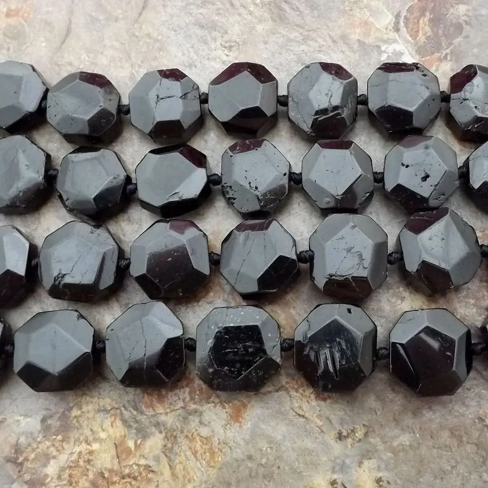 Black Tourmaline Рукоятка из натурального камня Ограненный бисер россыпью различных размеров 1" Strand - Цвет: Black Tourmaline