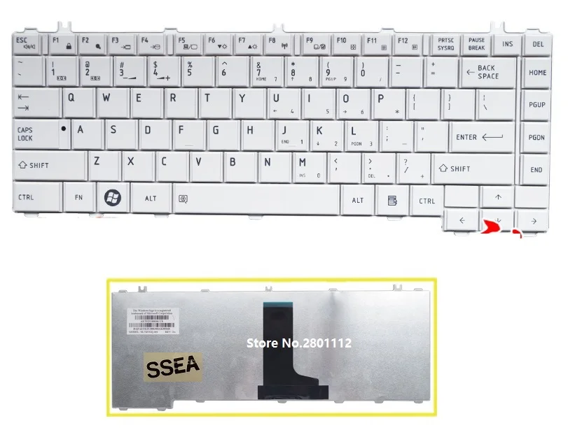 

SSEA New US Keyboard White For Toshiba Satellite L600 L600D L630 L640 L700 L730 L735 L735D L730D C600D C640 C645