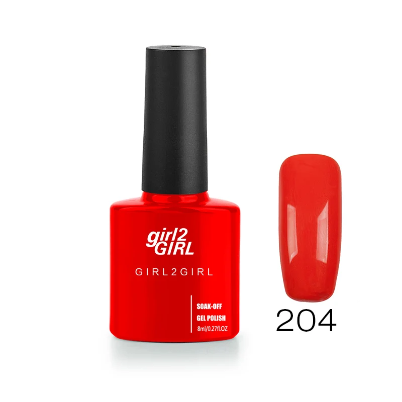 GIRL2GIRL УФ гель лак для ногтей замочить от длительного Цвета бутылки красного цвета