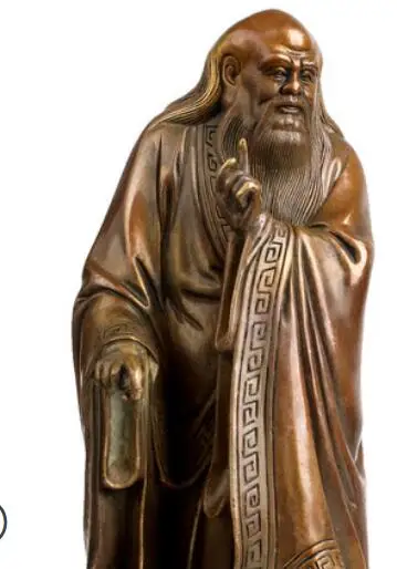 Китайская медная статуя Лао-цзы декорированная шалфея имитирующая древнюю