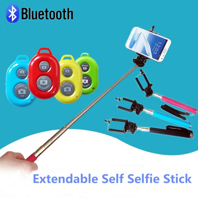 100% original Extendable Self Selfie Stick Handheld Monopod+Clip Holder+Bluetooth Shutter Remote Controller for iPhone Samsung | Мобильные