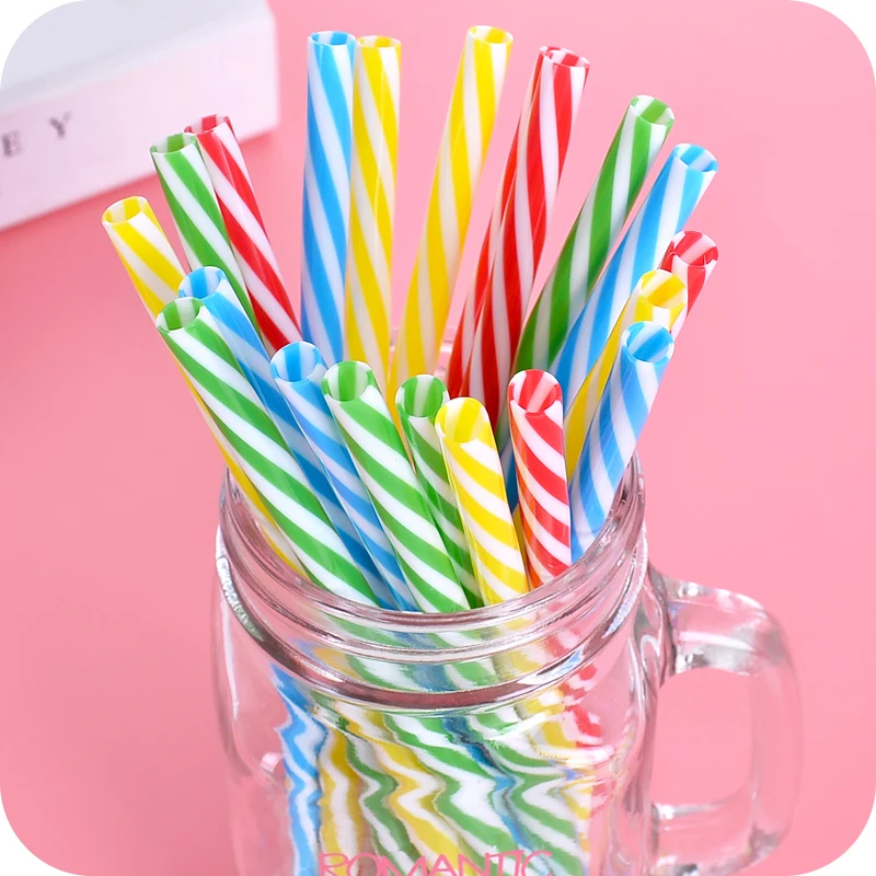 10 шт. полосатые соломинки нетоксичные одноразовые цветные пластиковые для сока