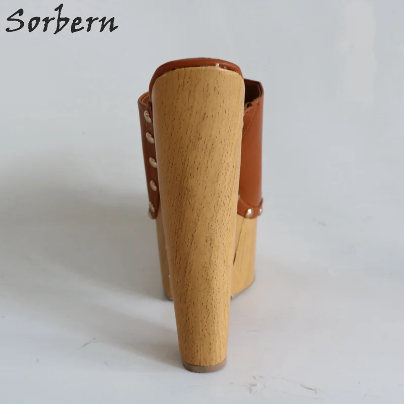 Женские шлепанцы на толстом каблуке Sorbern уличные с открытым носком брендовые