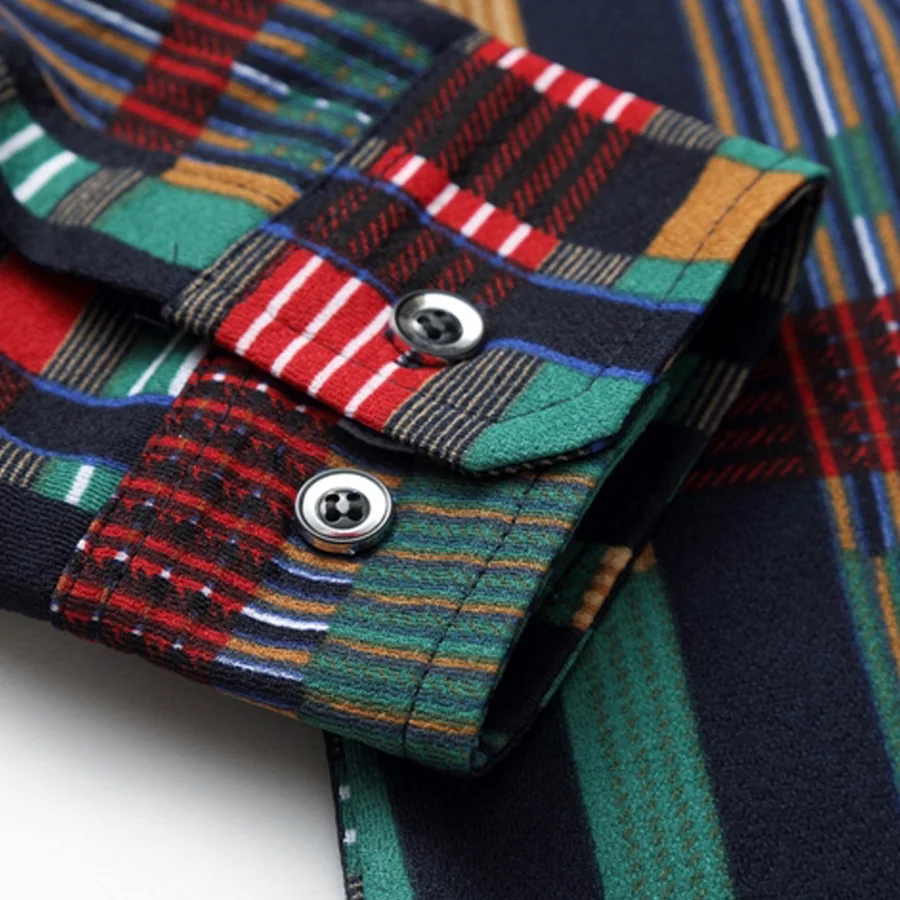 Рубашка мужская хлопковая в клетку Повседневная Блузка с длинным рукавом