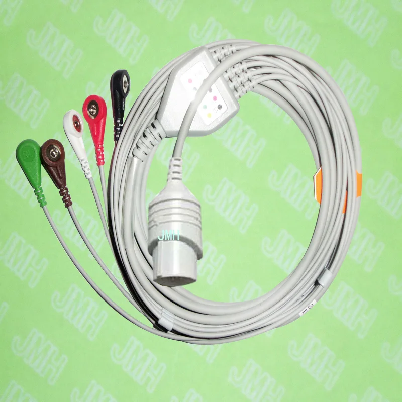 

Compatible with 11pin Nihon Kohden ECG Machine the one-piece 5 lead cable and snap leadwire,IEC or AHA.