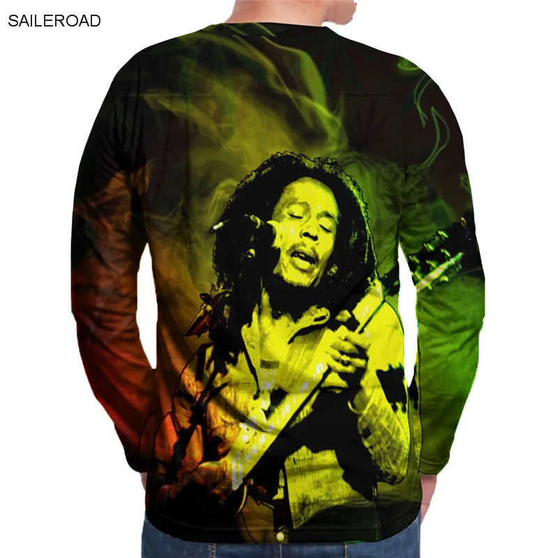 Для мужчин 3D футболка уличная Фитнес Camiseta Masculina Боб Марли печати Рок Хип-хоп регги Костюмы черепа Harajuku футболка Топы