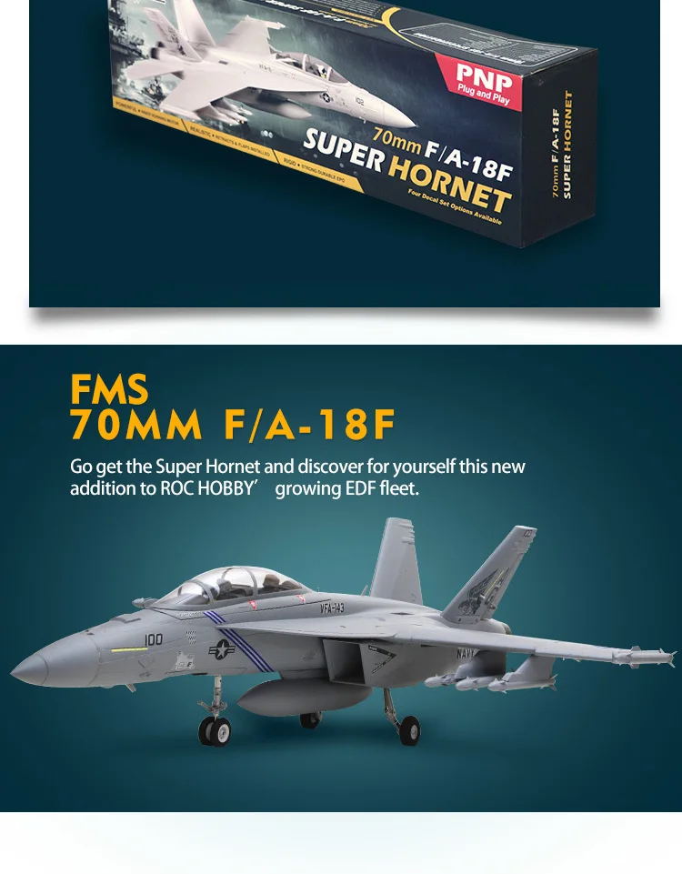 Радиоуправляемый самолет FMS F/A-18F F18 Super Hornet 70 мм воздуховод вентилятор EDF большой масштаб модели самолета, F18, F-18, F 18, PNP и комплект