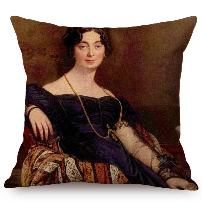 European Style Vintage Noble Woman Self-Portrait Home Decorative Throw Pillow Case Chic Ancient Print Sofa Cushion Cover | Дом и сад