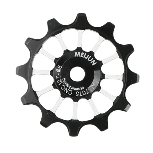 Black 2 шт MEIJUN 12T положительный и отрицательный зуб MTB дорожный велосипед керамический шкив 7005 Алюминиевый сплав задний переключатель подшипника колеса - Цвет: Black