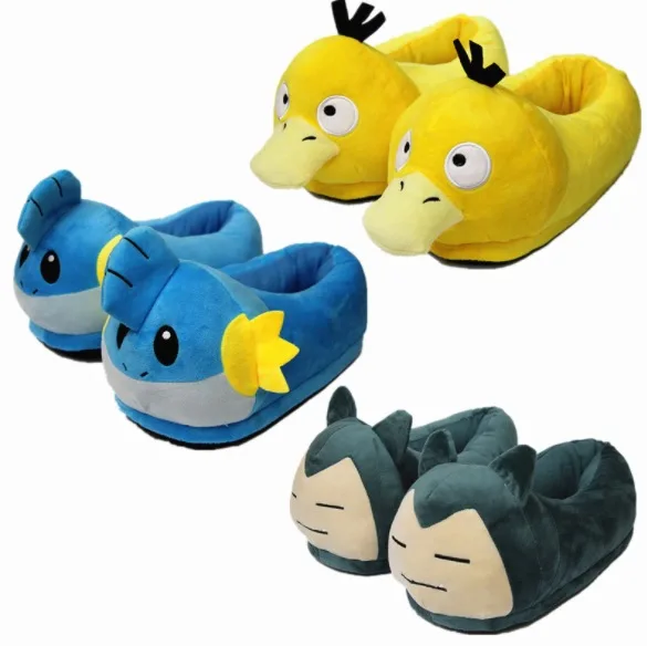 Домашние тапочки для взрослых с карманными животными, Psyduck Snorlax Mudkip, плюшевые игрушки Gengar Doll, домашние тапочки осень-зима SA1495