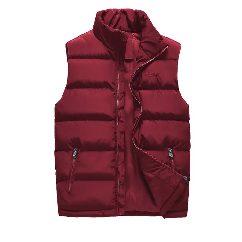New Large size M-5XL 6XL Brand Mens Jacket Sleeveless Vest Fashion Casual Coats Male Cotton-Padded Men's Vest Men - Цвет: red