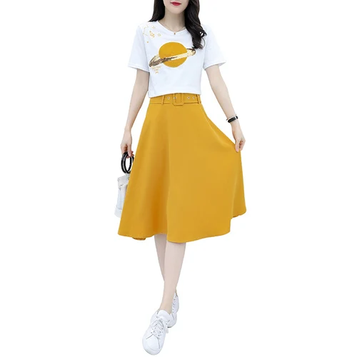 Элегантный свободный летний комплект из 2 предметов с принтом Модный