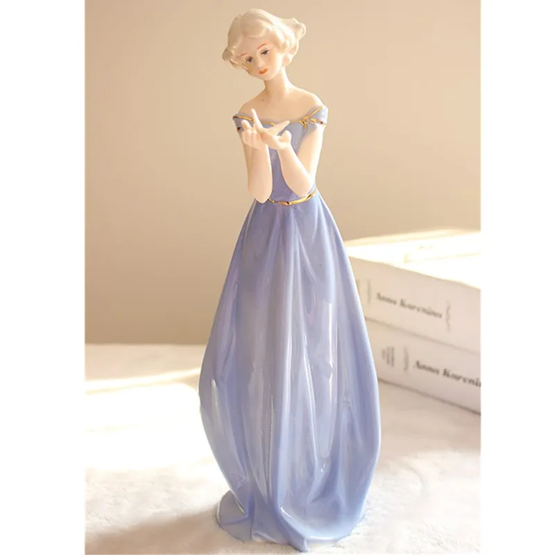 Ceramic Beauty Figurines Home Furnishing Crafts Decoration Western Lady Girls Porcelain Handicraft Ornament Wedding Gift R2172