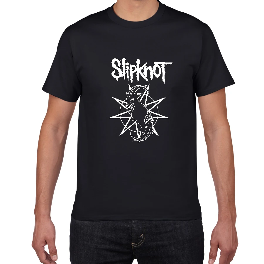 Новая волна американского тяжелого металла Slipknot Футболка мужская металлическая лента хлопок футболка хип хоп Уличная крутая мужская одежда