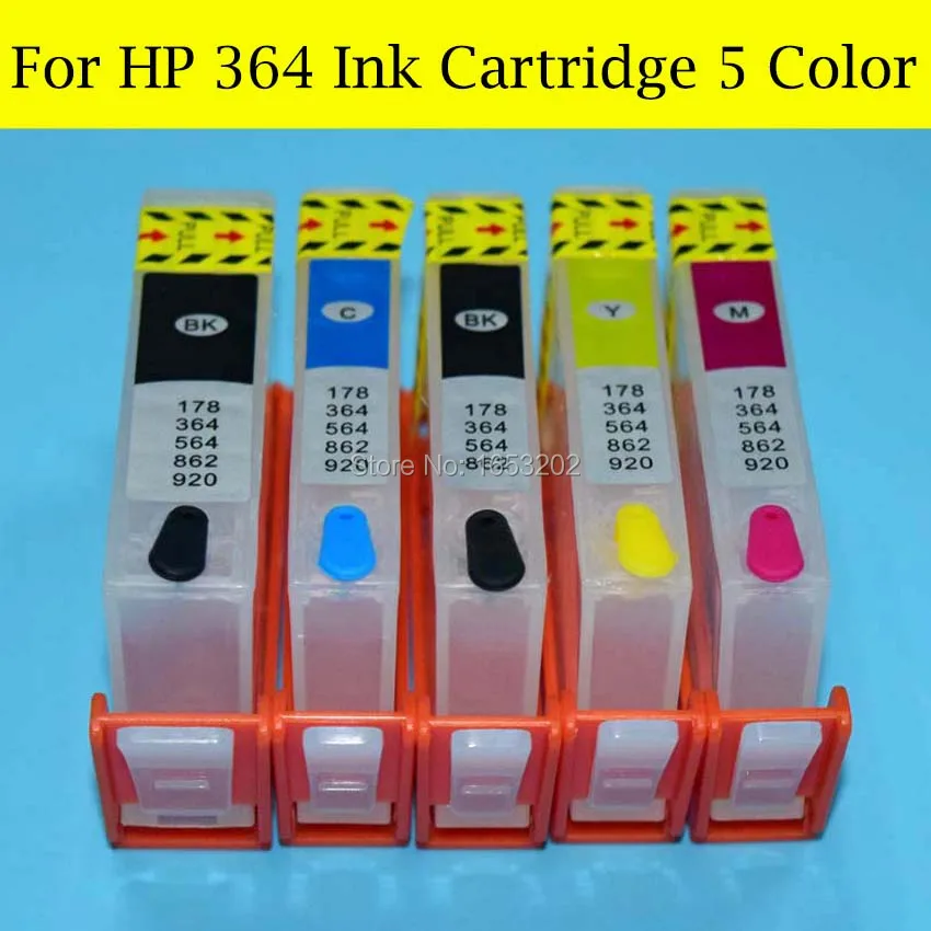 Лидер продаж! 5 цветов 364 многоразовый картридж для принтера HP 7510 B8550 C5324 C5380 C6324 C6380