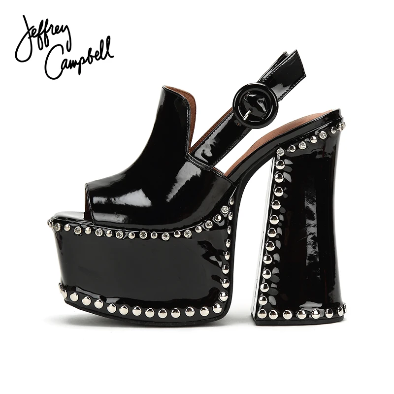 Jeffrey Campbell2019 весна-лето новинка черные непромокаемые босоножки на высоком толстом
