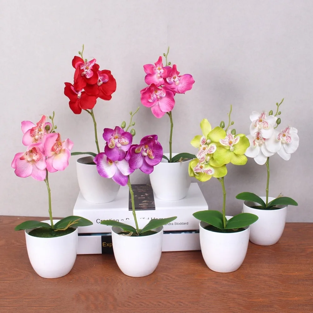 1 шт. мини фаленопсис искусственный; в горшке цветок для украшения дома вечерние принадлежности
