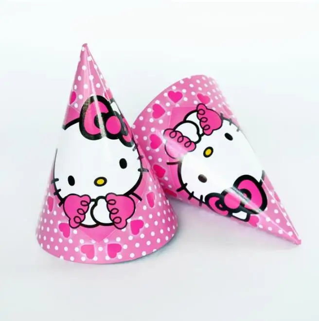 6 шт./лот Hello Kitty мультфильм тематическая вечеринка Бумага шапки Шапки для детей