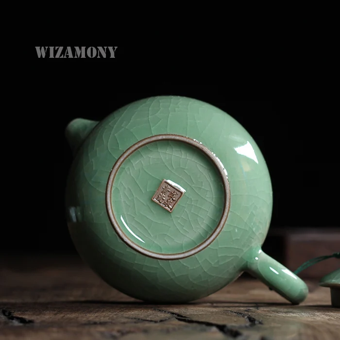 230 мл Горячая хрустящая глазурь Brother Kiln Longquan Celadon Zisha керамика Искусство большой емкости Исин глина антикварный фарфоровый чайник
