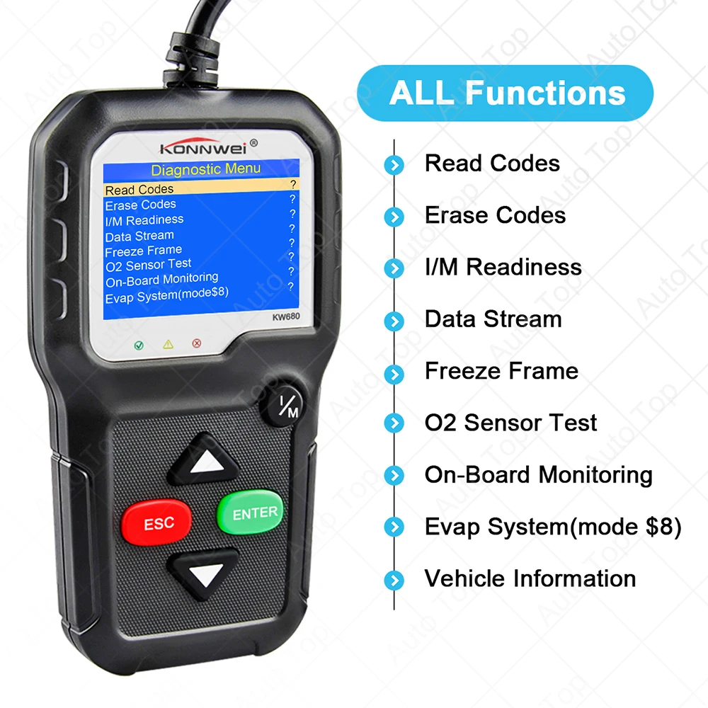 OBD2 сканер KONNWEI KW680 поддерживает автомобильный диагностический для автомобиля