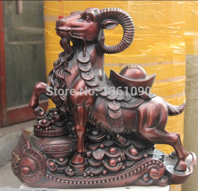 

xd 001114 Classic Bronze Copper China Feng Shui Money Wealth Zodiac ram goat sheep Statue