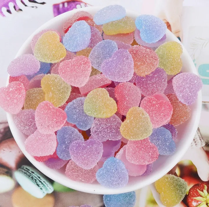 10 шт. Kawaii плоские резиновые кабошоны моделирование конфеты, продукты милое в форме сердечек Конфеты DIY Украшение для вечеринки части