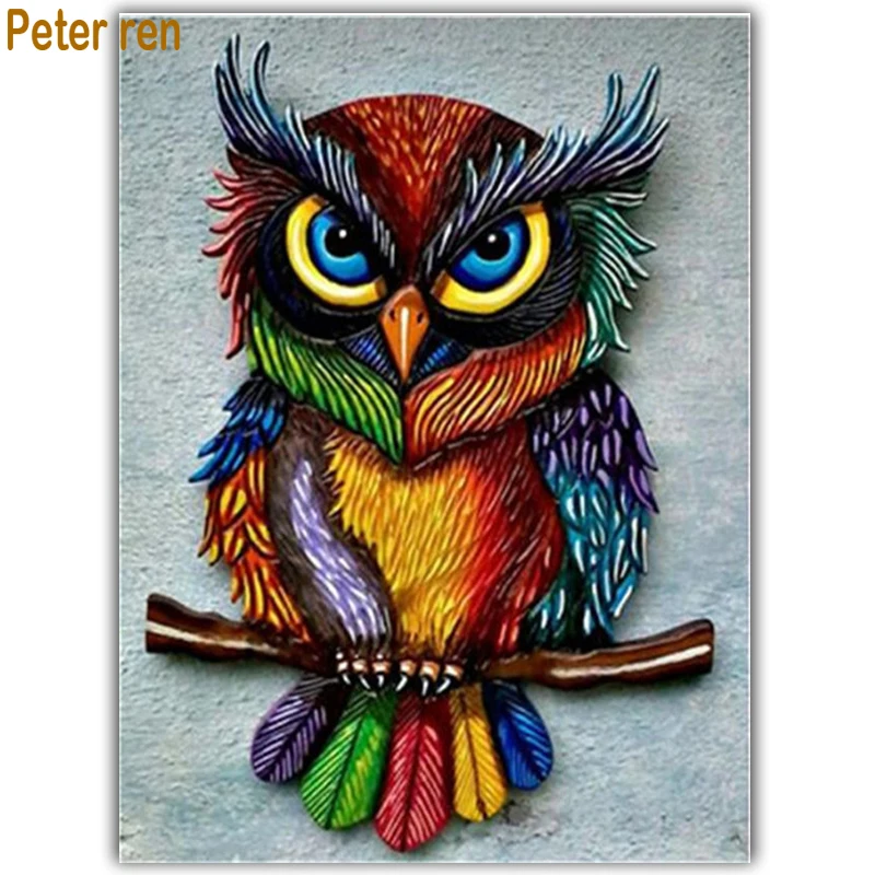 

Peter ren DIY Crafts Diamond painting kit home decor Ornaments Animals 3d square icon paintings Full mosaic Embroidery Color owl