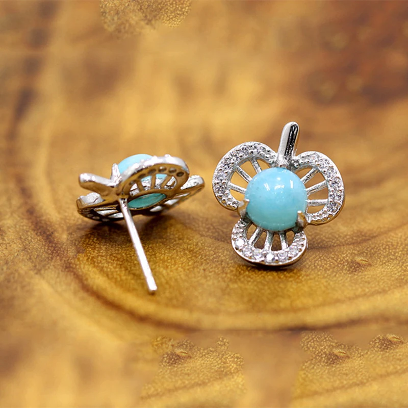 Женские серьги-гвоздики из серебра 100% пробы с цирконом | Украшения и аксессуары