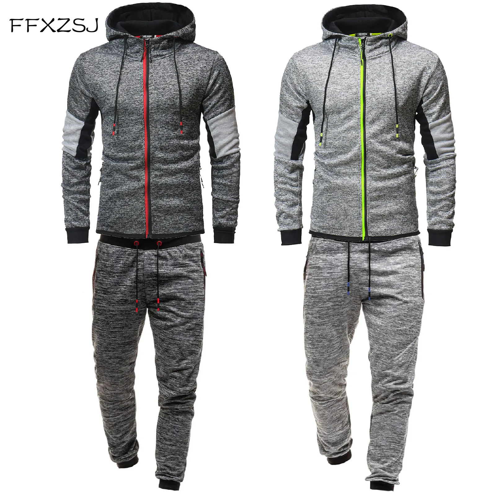 FFXZSJBrand Весна 2019 мужской спортивный костюм на молнии с капюшоном для бега мужские спортивные комплекты