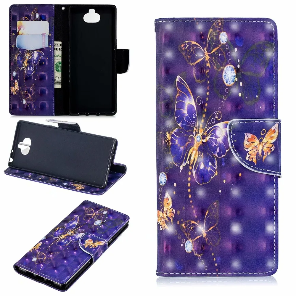 3D окрашенные PU флип чехол для sony xperia XA 3 Стенд Wallet L3 кожаный футляр из ПУ кожи с