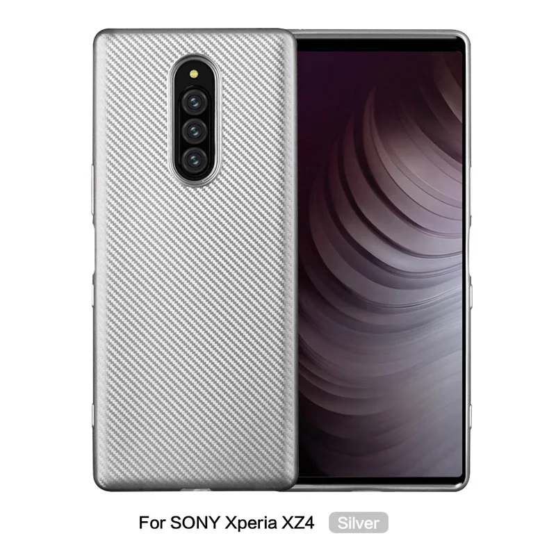 Серебристый Роскошный чехол для sony Xperia 1/XZ4, противоударный чехол из углеродного волокна для мужчин и женщин, мягкий чехол из ТПУ для бизнеса - Цвет: Серебристый