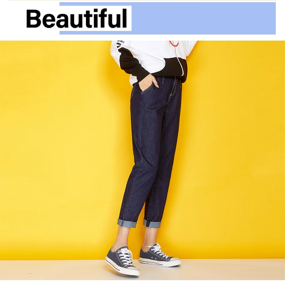 LEIJIJEANS, Новинка осени, повседневный стиль размера плюс L-6XL, темно-синий деним, классика, средняя талия, полная длина, свободные женские джинсы-шаровары 7288