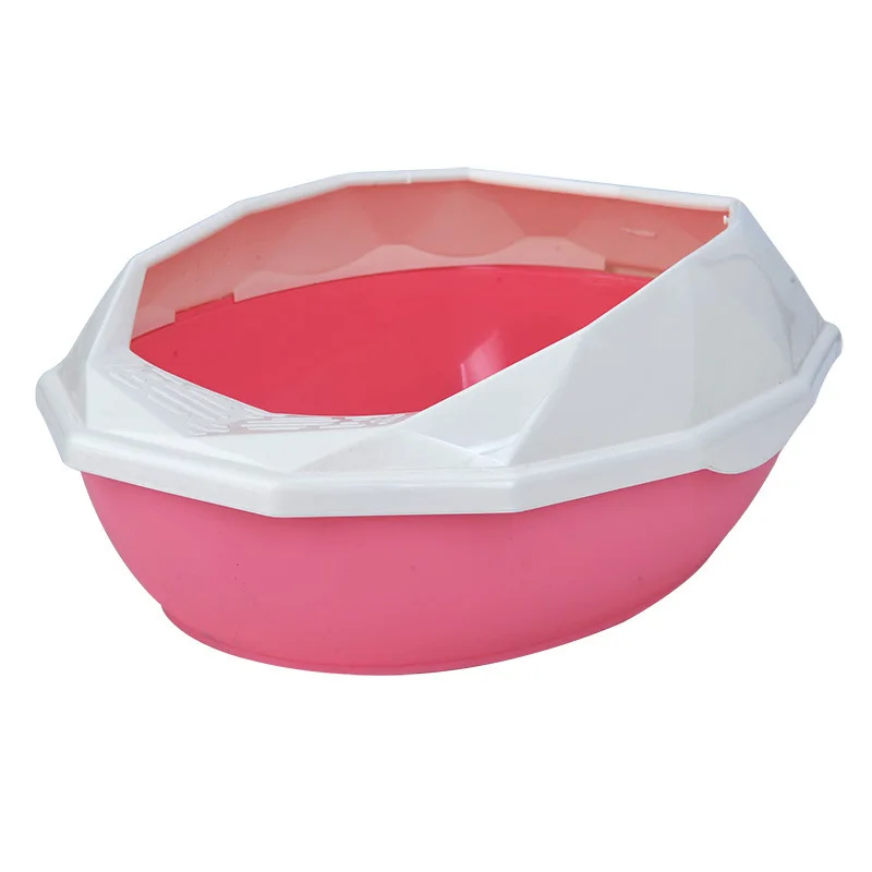 Pink RFWCAK съемная пластиковая коробка для уборки домашних животных с алмазной огранкой, полузакрытая многоразовая коробка для кошачьего туалета - Цвет: Pink