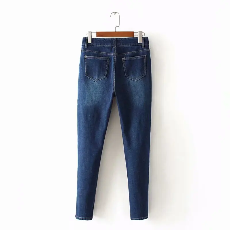 Большие размеры повседневные джинсы зимняя женская одежда модные тонкие плюс