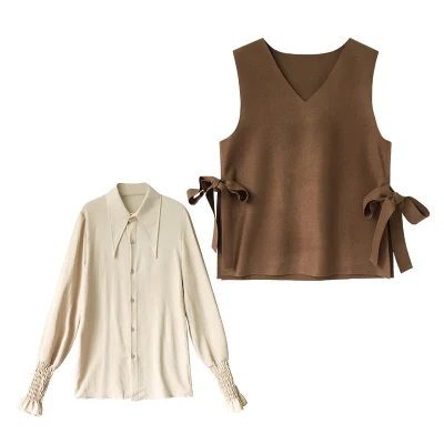 Женская шифоновая блузка с бантом винтажная офисная длинным рукавом синего