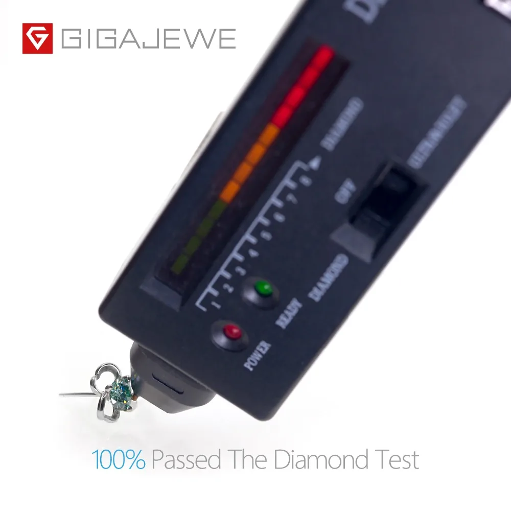 GIGAJEWE Муассанит зеленый/желтый круглой огранки всего 1.0ct лаборатория выращенные серебряные серьги с алмазами модные ювелирные изделия подарок девушке