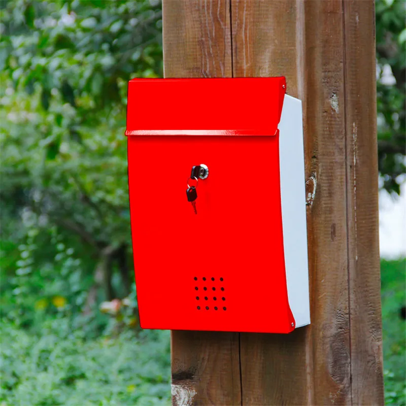 Stainless Steel Wall Mount Mail Box Letter Postal Lockable Mailbox Holder Secure Lockable Texture Mailbox