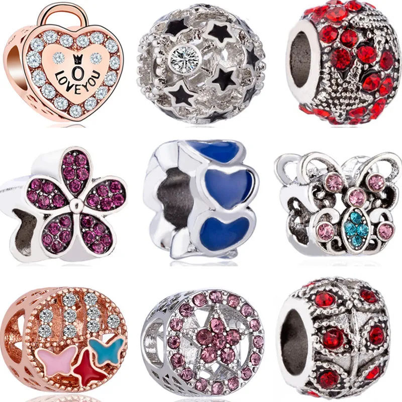 Fashion Small Hollow Star Butterfly Flower Love Heart Beads Fit Pandora Bracelets for Women DIY Charms Jewelry Making Bijoux | Украшения и