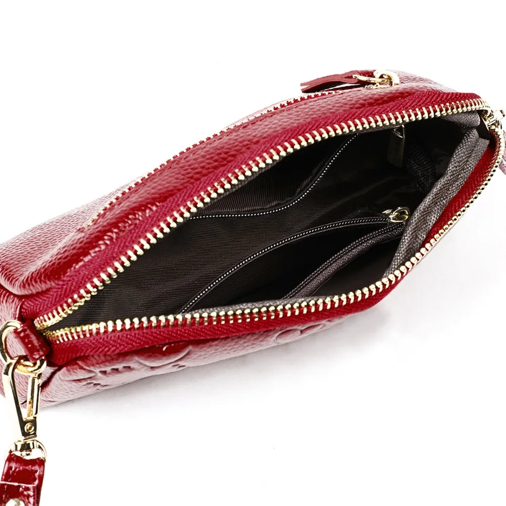 Женский кошелек для монет из натуральной кожи с отделением карт металлической