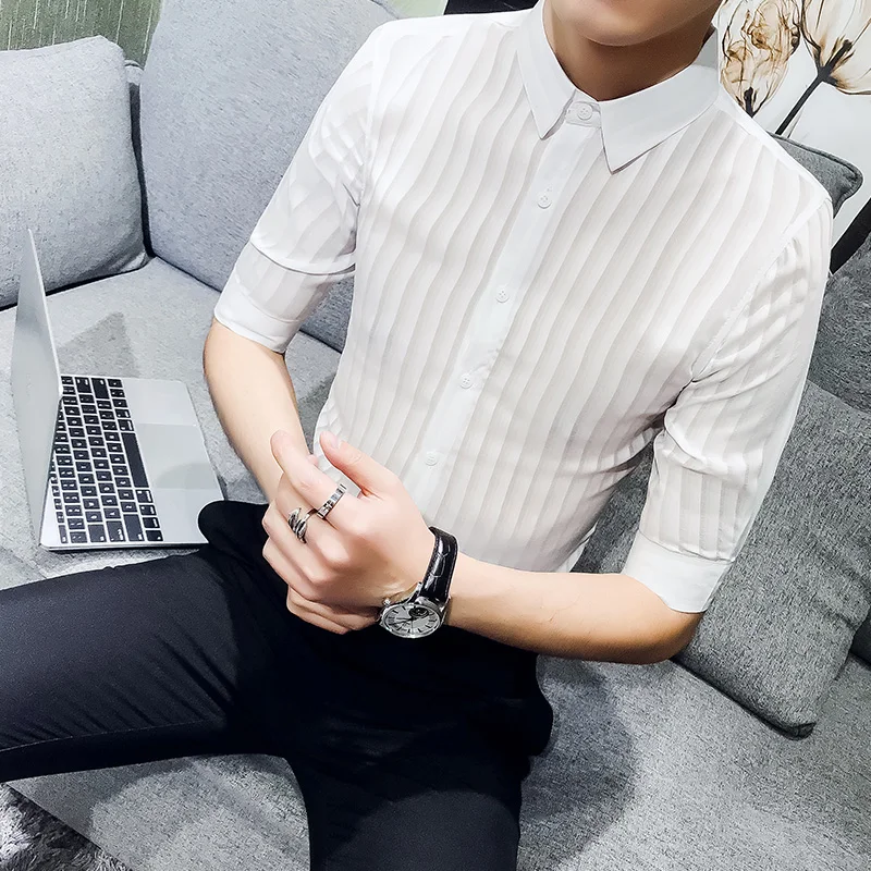 Мужская рубашка мужская деловая Повседневная футболка с коротким рукавом