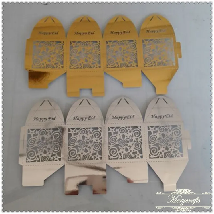 

100pcs laser cut wedding souvenirs for guests traditional box silver and gold ramadan favor box