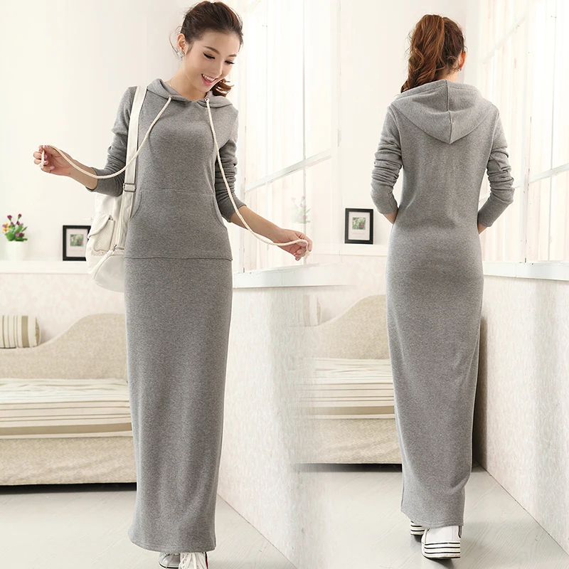 Новинка 2019 Женский пуловер с капюшоном большого размера на осень и зиму длинное