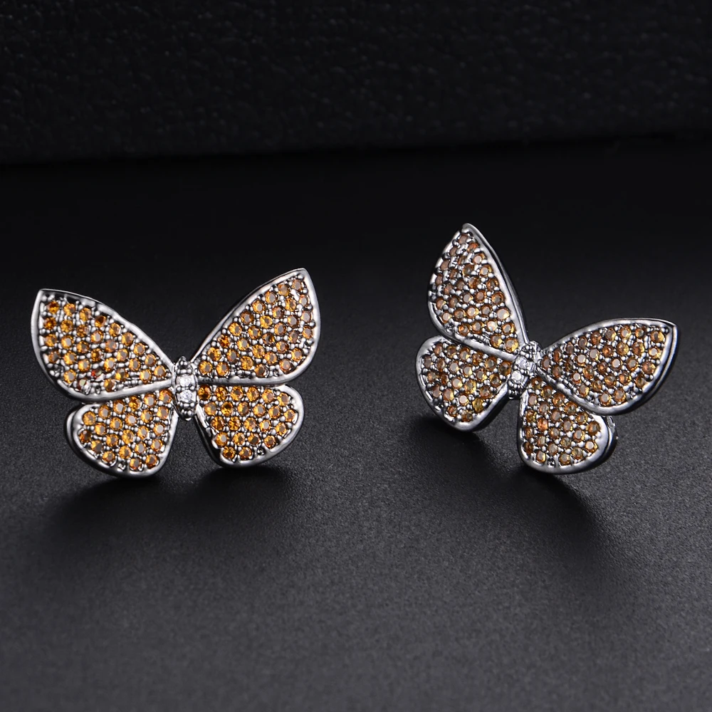 Женские массивные Серьги-пусеты SISCATHY корейские серьги-пусеты в виде бабочки с 4