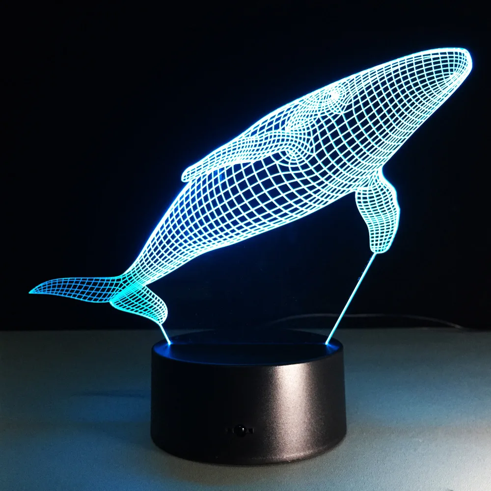 Кашалот 3D светодиодный светильник Новинка Usb ночной Светильник лампе деко