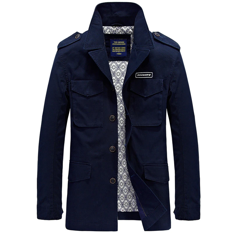 Демисезонный полета куртка Мужчины Кнопка Хлопок зеленый синий хаки Мужская Pocket