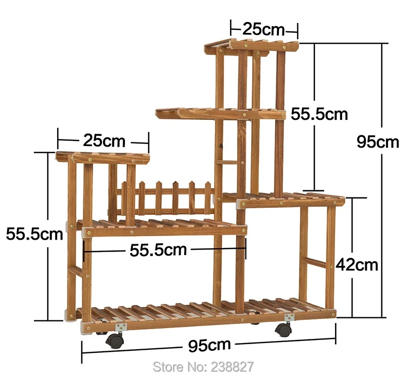 Полка для цветов из дерева 6 ярусов напольная подставка растений|flower rack|pot shelfshelf