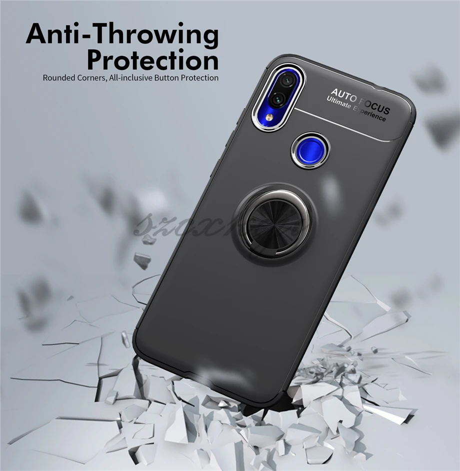 Чехол из силикагеля для Xiaomi Redmi Note 7 7 pro, автомобильный держатель, магнитный кронштейн, кольцо на палец, чехол из ТПУ для Redmi Note 7