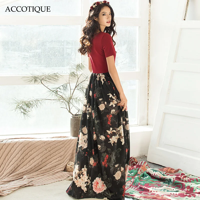 Женское длинное шифоновое платье элегантное винтажное макси с коротким рукавом