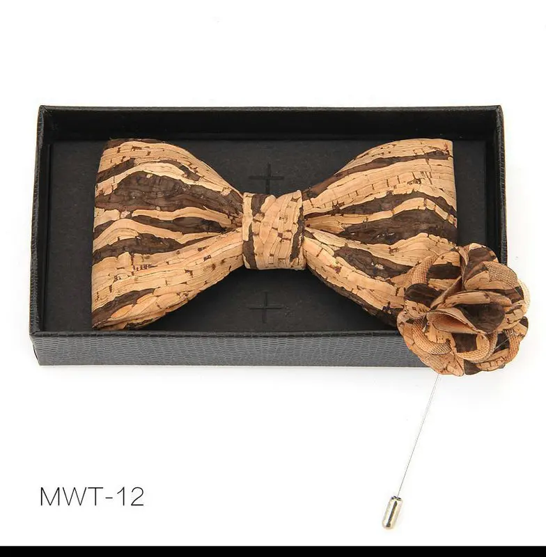 Bowtie Set Новинка мужской мальчик Пробка Деревянный Банкетный броши на булавке галстук-бабочка набор ручной работы Свадебная вечеринка деревянный галстук бабочка костюм галстук бабочка галстук - Цвет: Bowtie Set